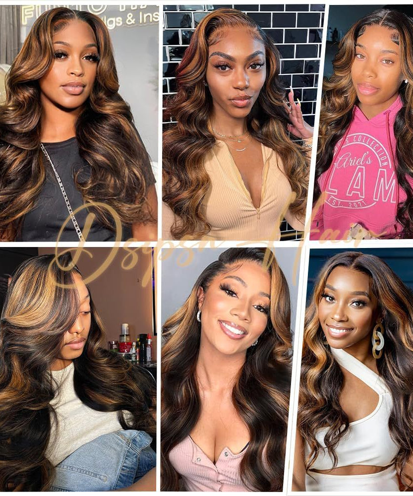 Cross-border New Wig European And American Ladies Front Lace Synthetic Wigs Brown Medium Long Curly Hair Big Wave